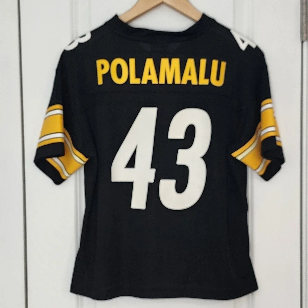 Reebok Steelers Polamalu 43 NFL Football Jersey Black Gold Youth M - Picture 2 of 6